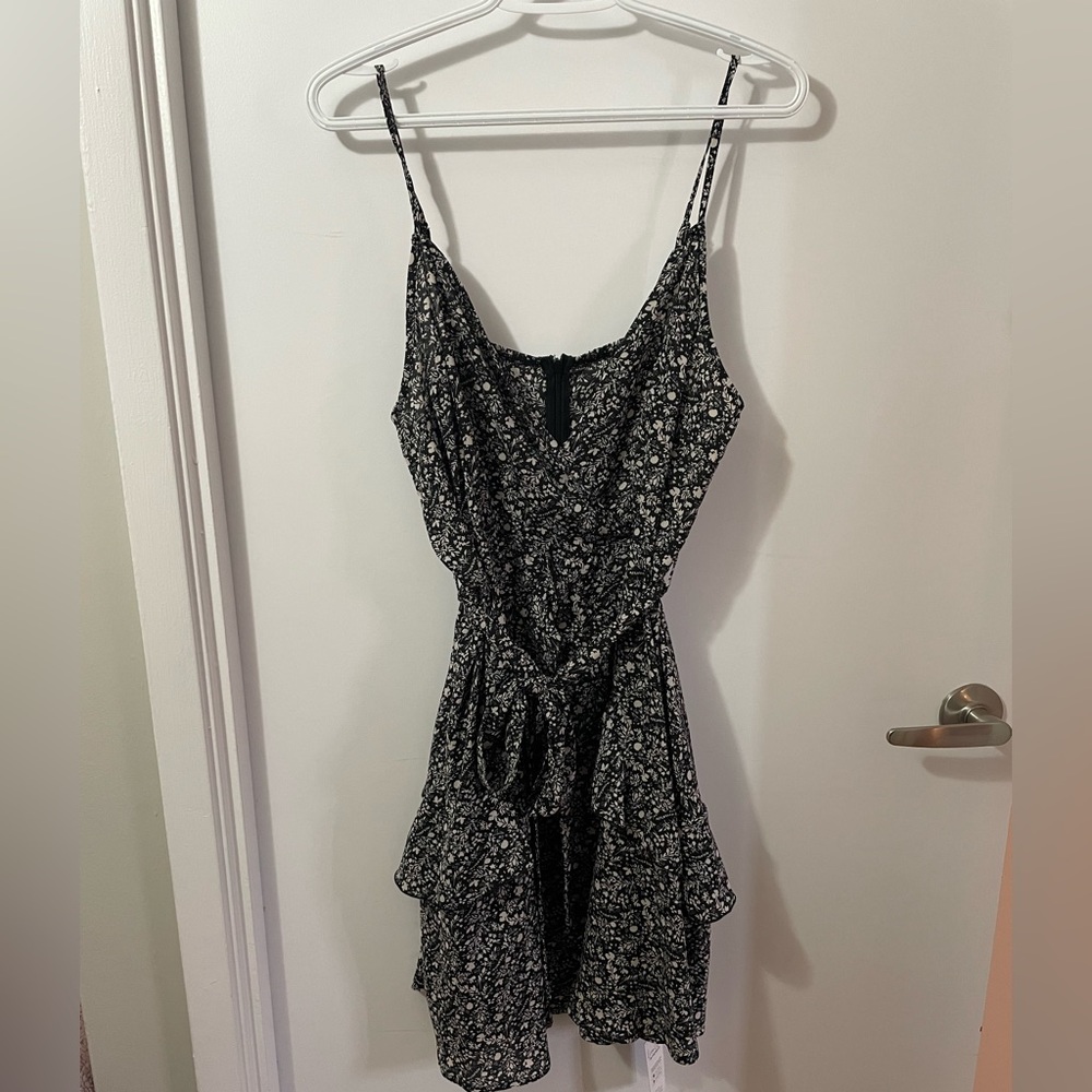 Black Floral Spaghetti-Strap Summer Dress